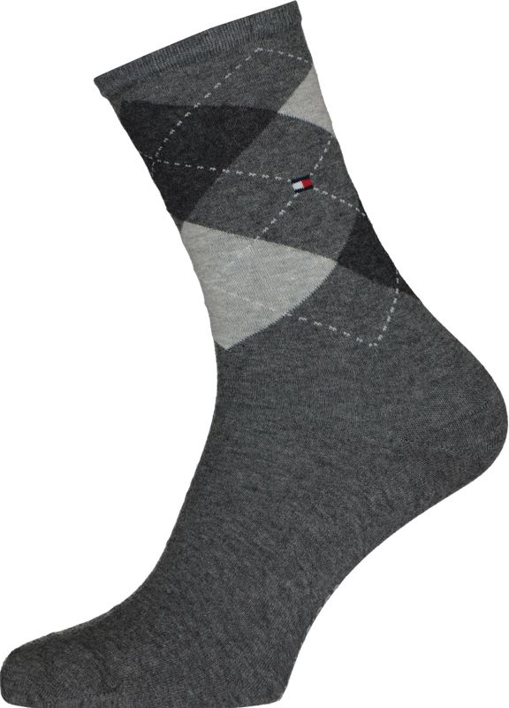 Tommy Hilfiger - Check - Sportsokken - Midden Grijs en Zwart - 2-pack
