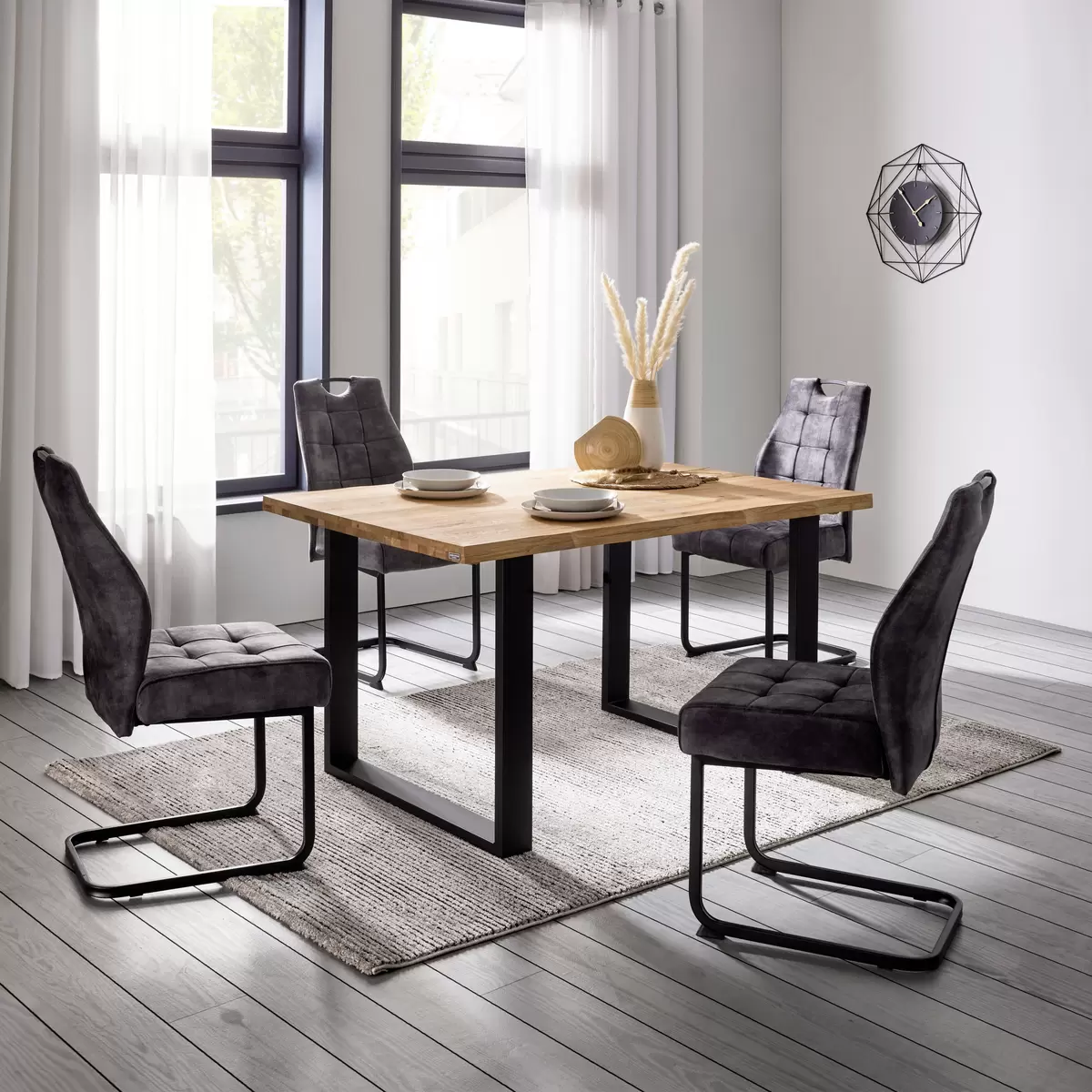 Esstisch James Wood 140 schwarz,Eiche
