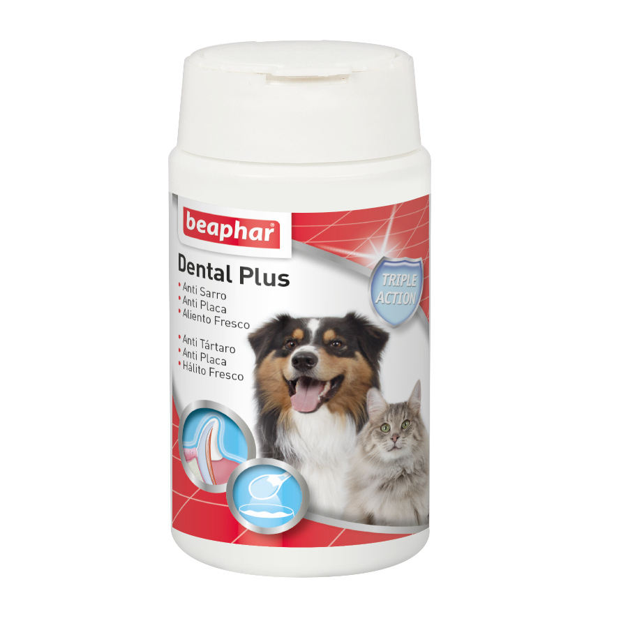 Pó dental Beaphar Plus para cães e gatos.