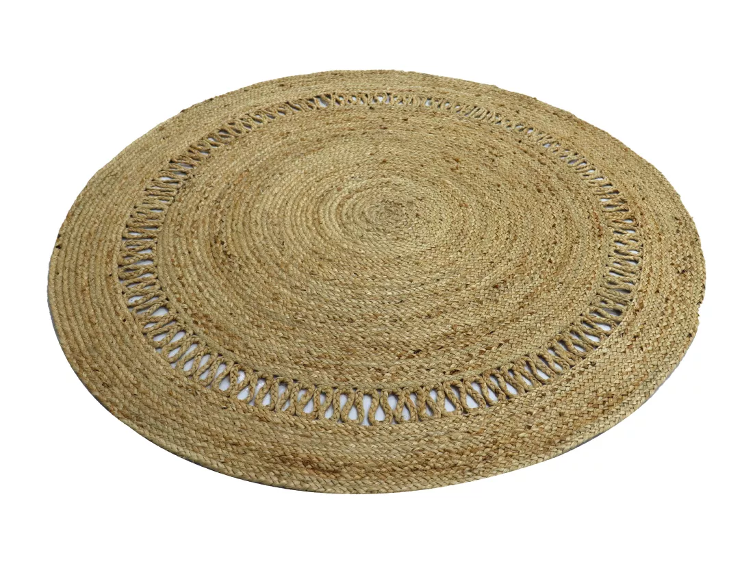 Tapis rond ajouré 100% jute - D. 150 cm - Naturel - ALYA