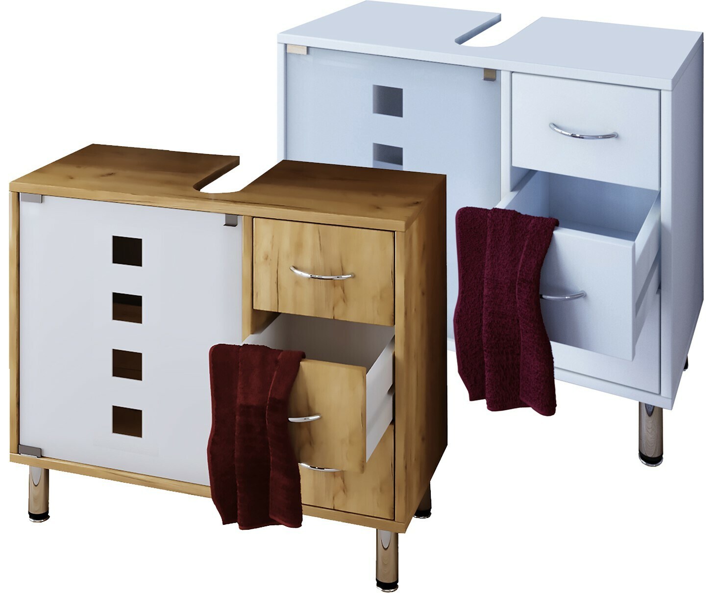 VCM Badmöbel Badunterschrank Darola | schmaler Waschbeckenunterschrank mit Schubladen | modernes Badezimmermöbel |