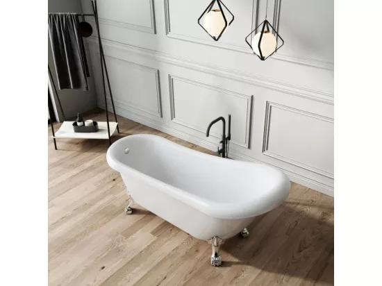 Baignoire ancienne rétro sur pieds RICHMOND Blanche 171 cm Pieds d'Aigle Chromés