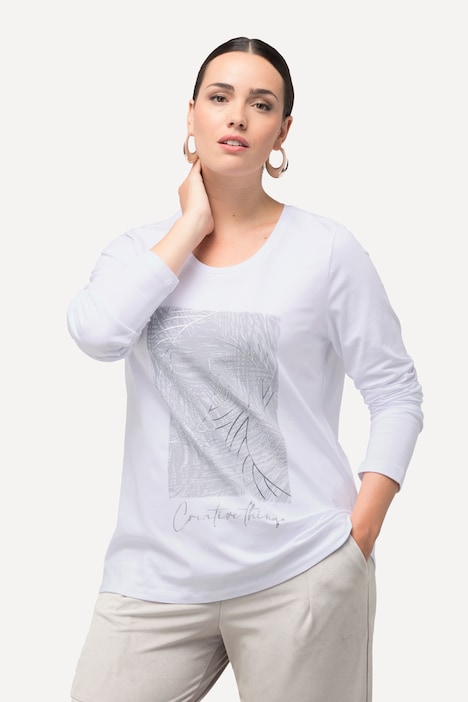 Shirt, Metallic-Druck, Rundhals, Langarm