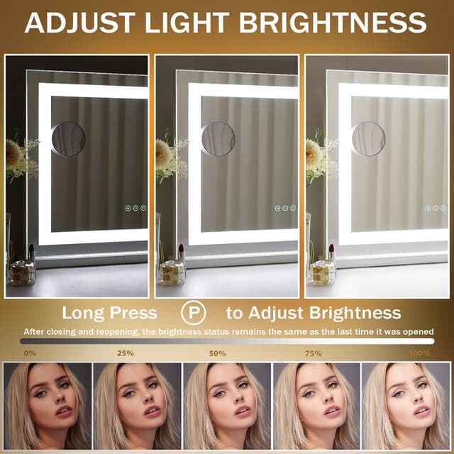 VANITII Hollywood skønhedsspejl med LED lyslist Metal 58x46 cm
