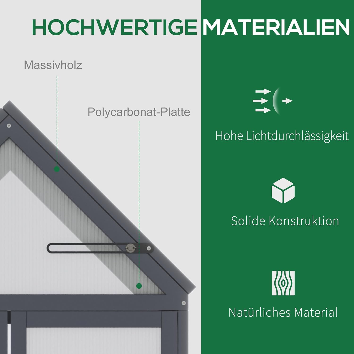 Outsunny Frühbeet Pflanzenbeet mit 3 Ebenen, aufklappbarem Dach wetterfest Mini Gewächshaus mit Doppeltüren Treibhaus aus Holz Polycarbonat Natur 70,5 x 42 x 132 cm