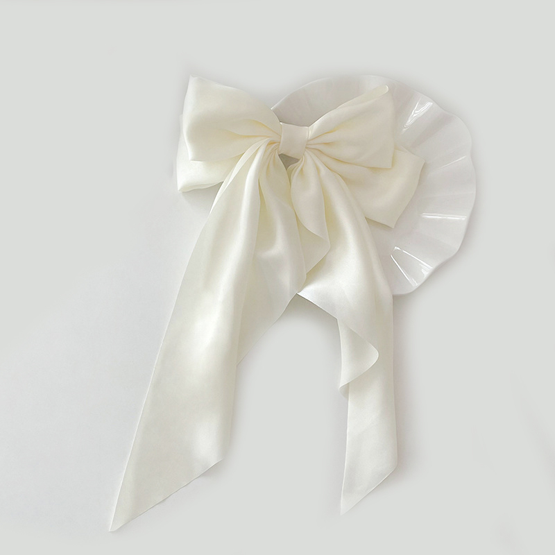Elegante Haarspange Accessoire Clips im Schleifen Look - Weiss