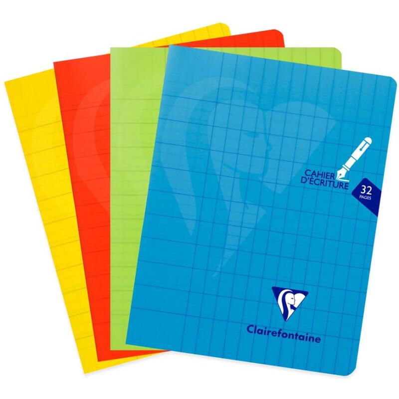 Cahier piqué Mimesys 17x22cm 32 pages double ligne 3mm + interligne verticale + marge Couleur aléatoire - Assortis