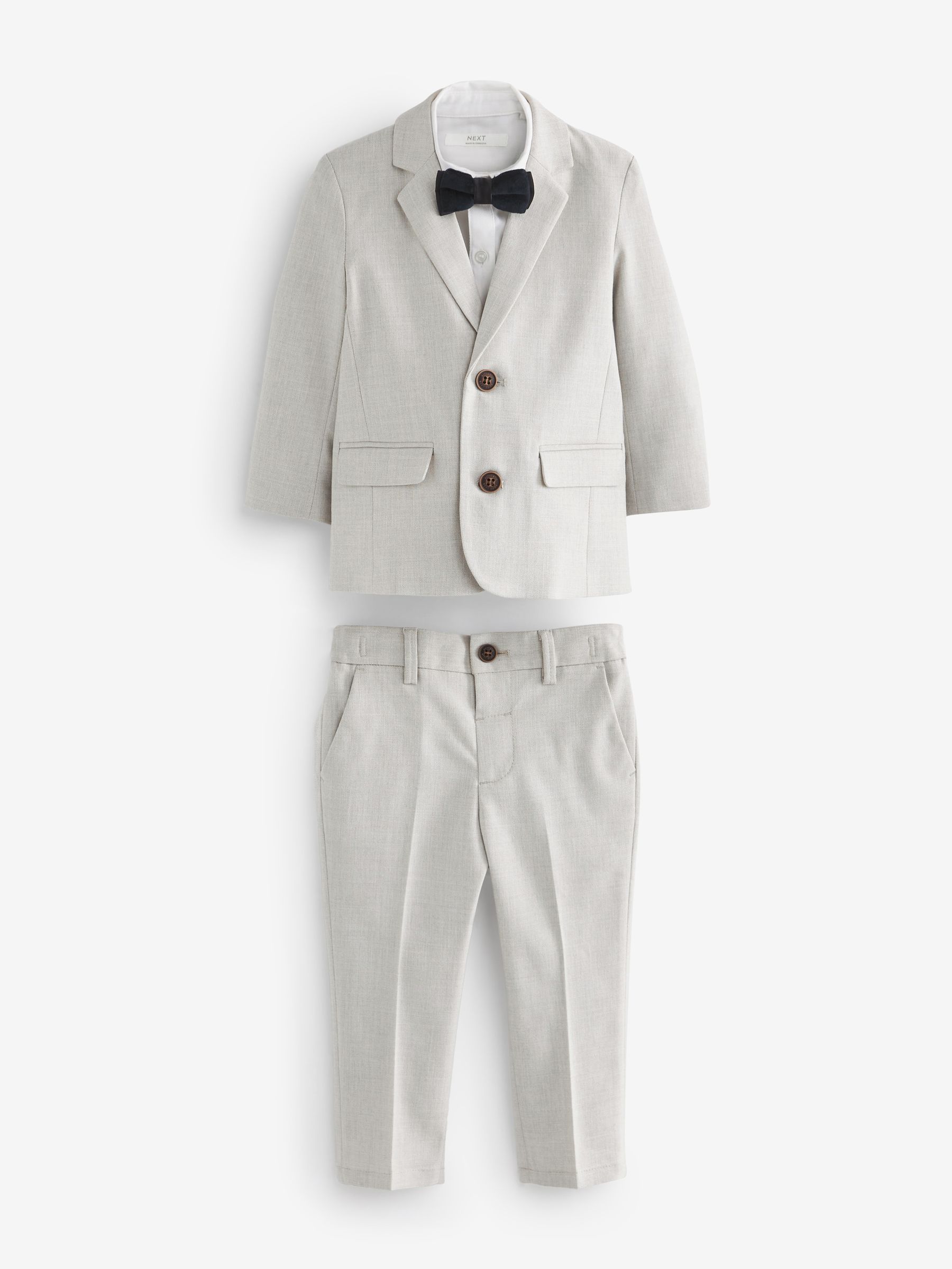 Neutraal - Set van blazer, overhemd, broek en vlinderstrik (3mnd -9jr)