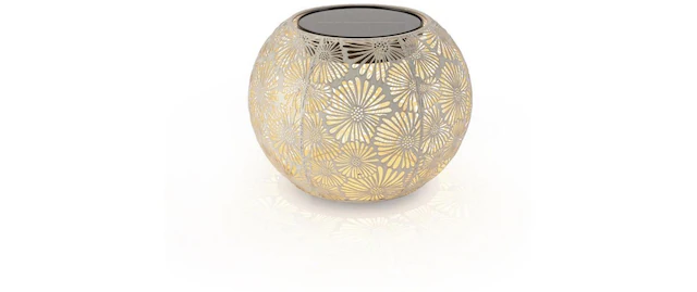 STT Laterne »Antic Globe Blossom 22 cm« Dekorative Solar-Aussenleuchte mit Blüten-Design