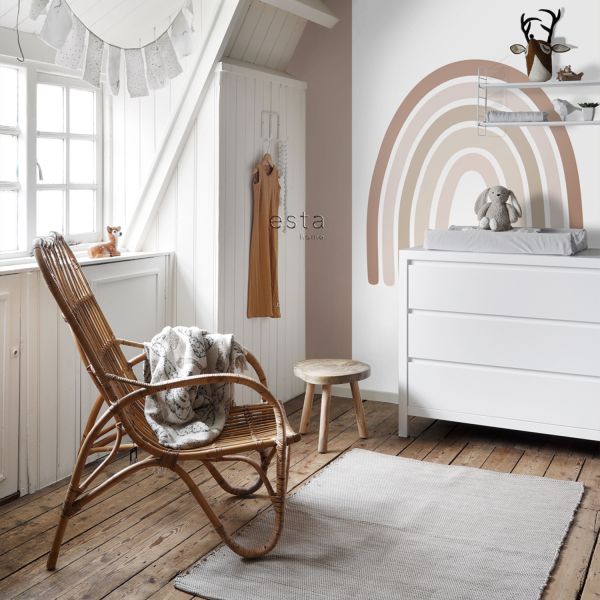 Estahome Regenboog Fotobehang  - 1,5 x 2,79 m - Vergrijsd Groen / Okergeel / Beige