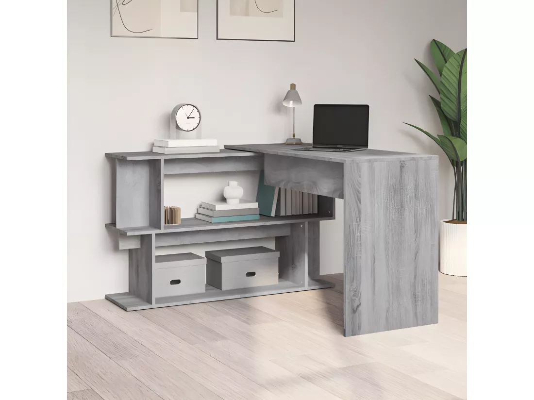 Bureau d'angle Sonoma gris 200x50x76 cm Bois d'ingénierie