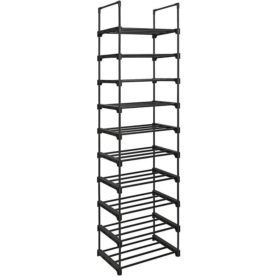 Parya Home schoenenrek - 10 planken - metaal - zwart