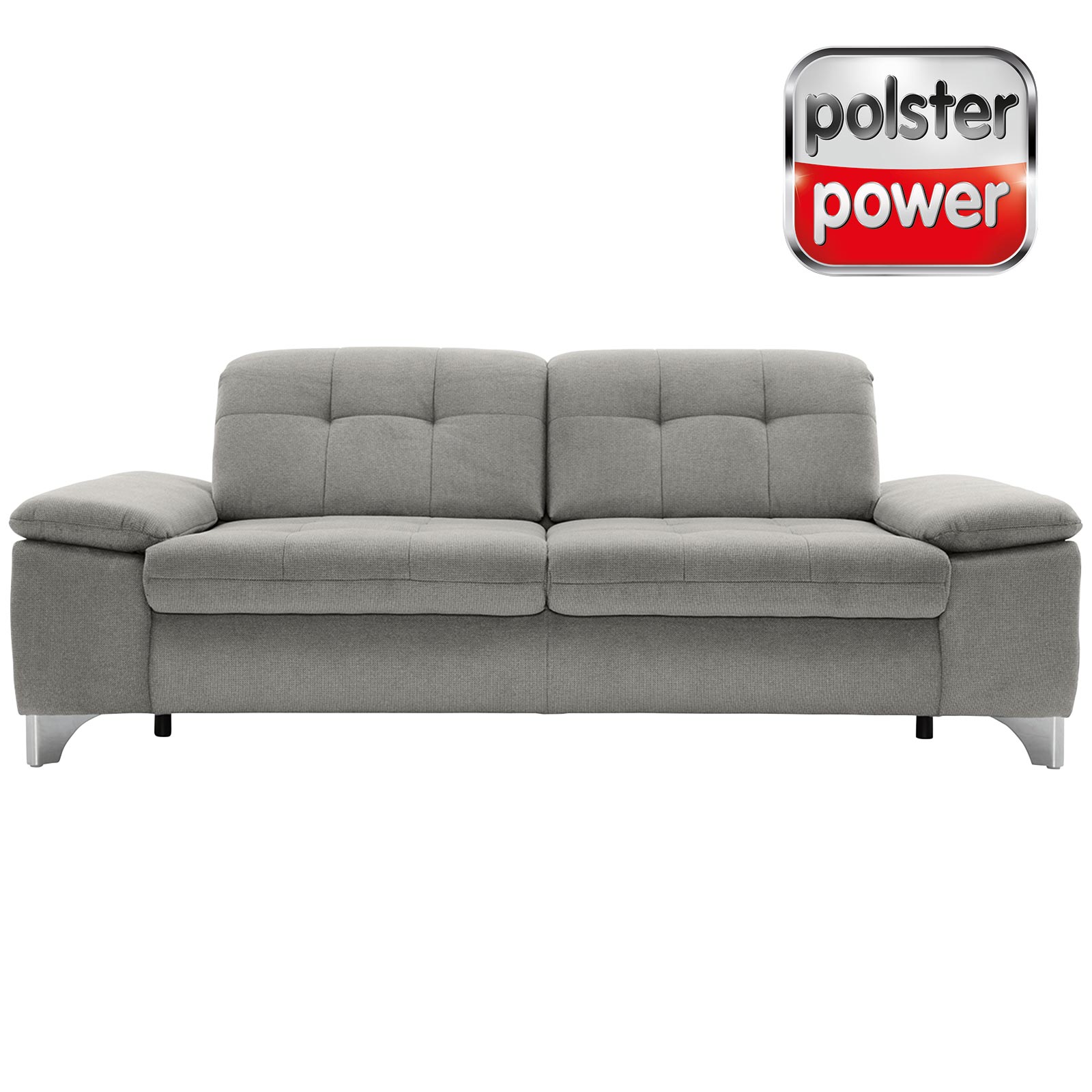polsterpower 3-Sitzer-Sofa - Belle silver - Basismodell