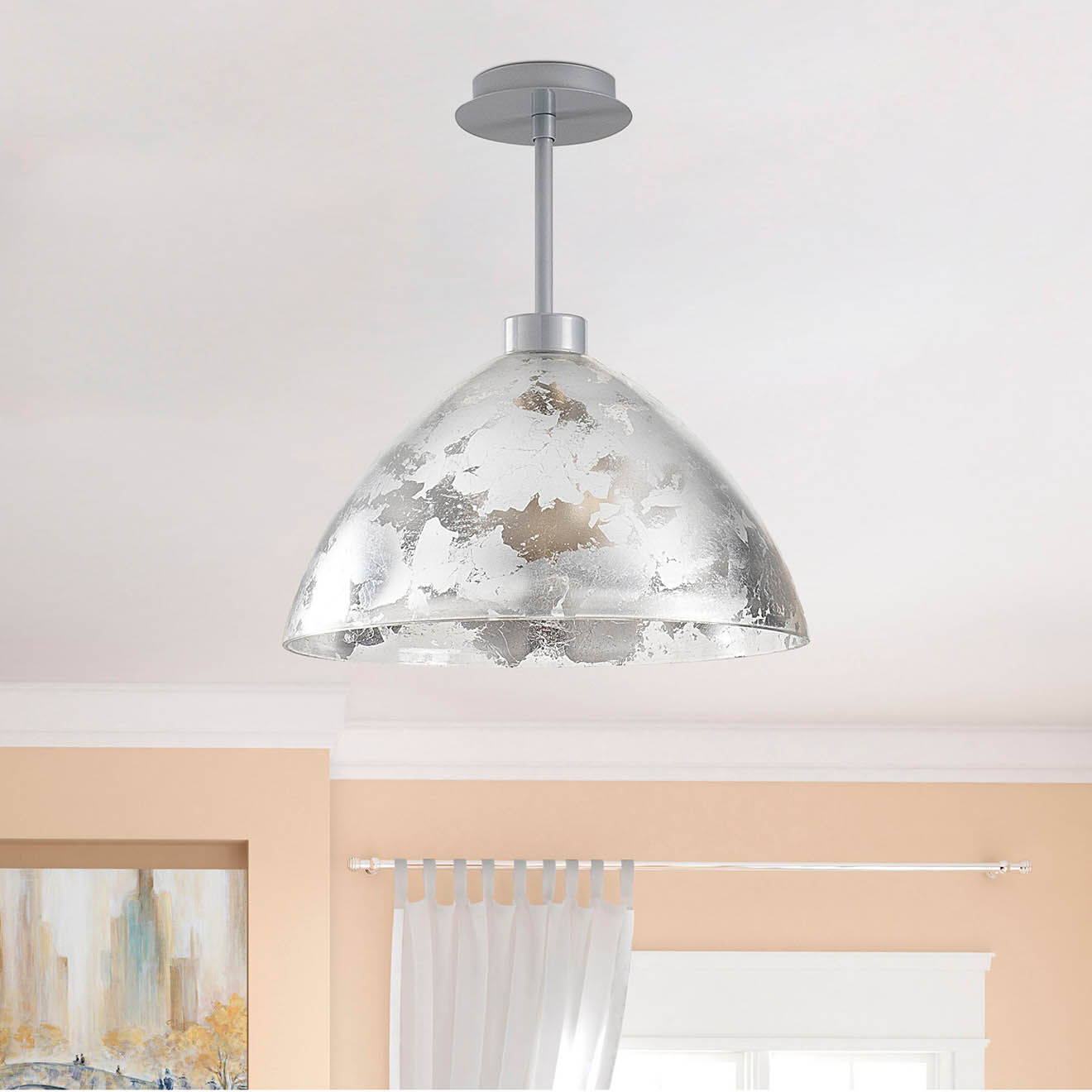 Sheen Suspension Bergama argentée - 34x37 cm