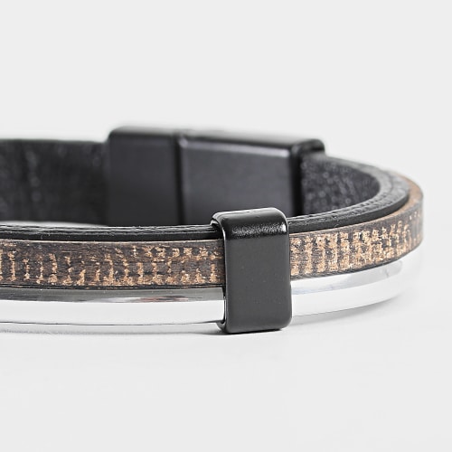 Bracelet Noir Marron Argenté