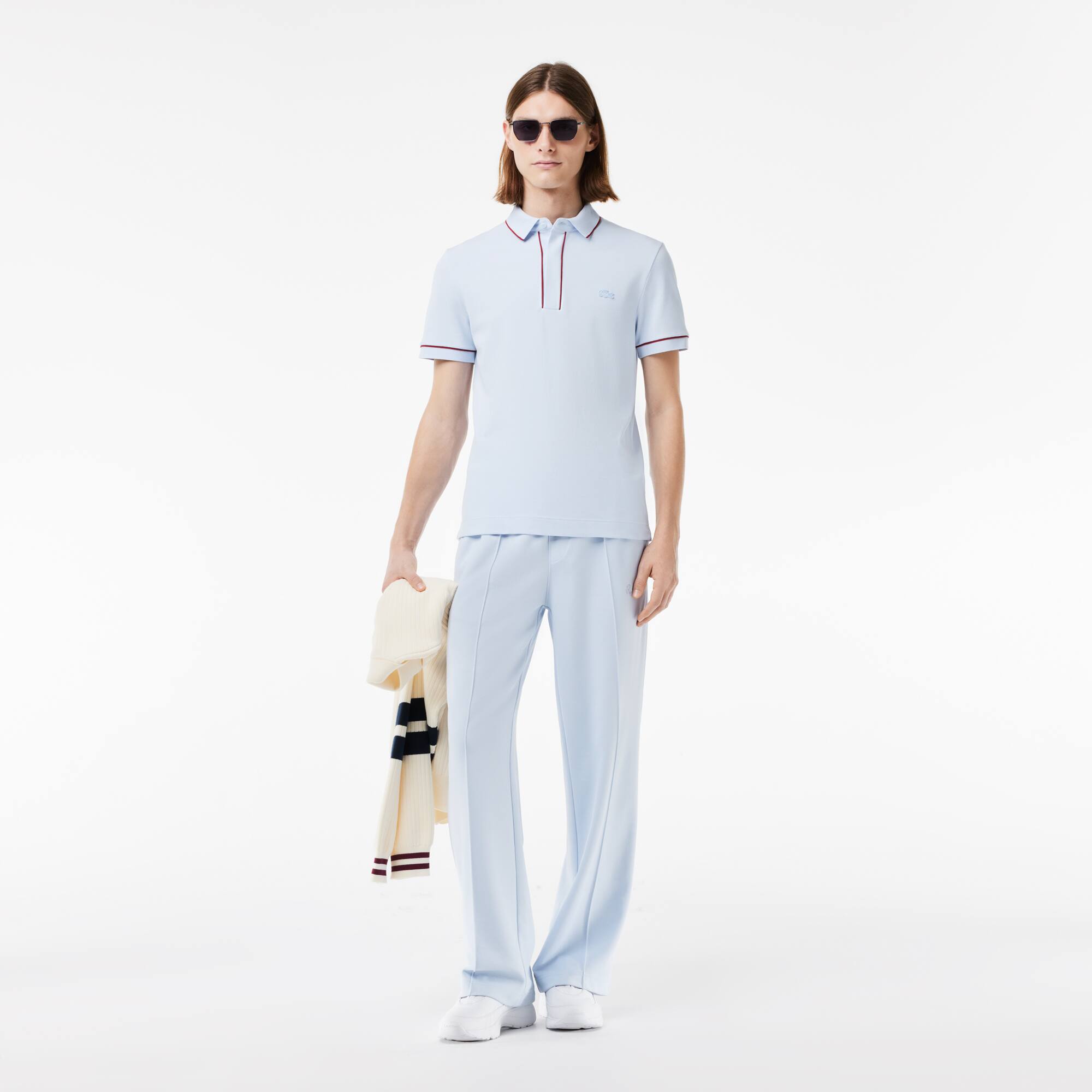 Smart Paris Poloshirt aus Baumwolle mit Stretch mit Kontrastrand Kurze Ärmel - Blau - Lacoste - Herren