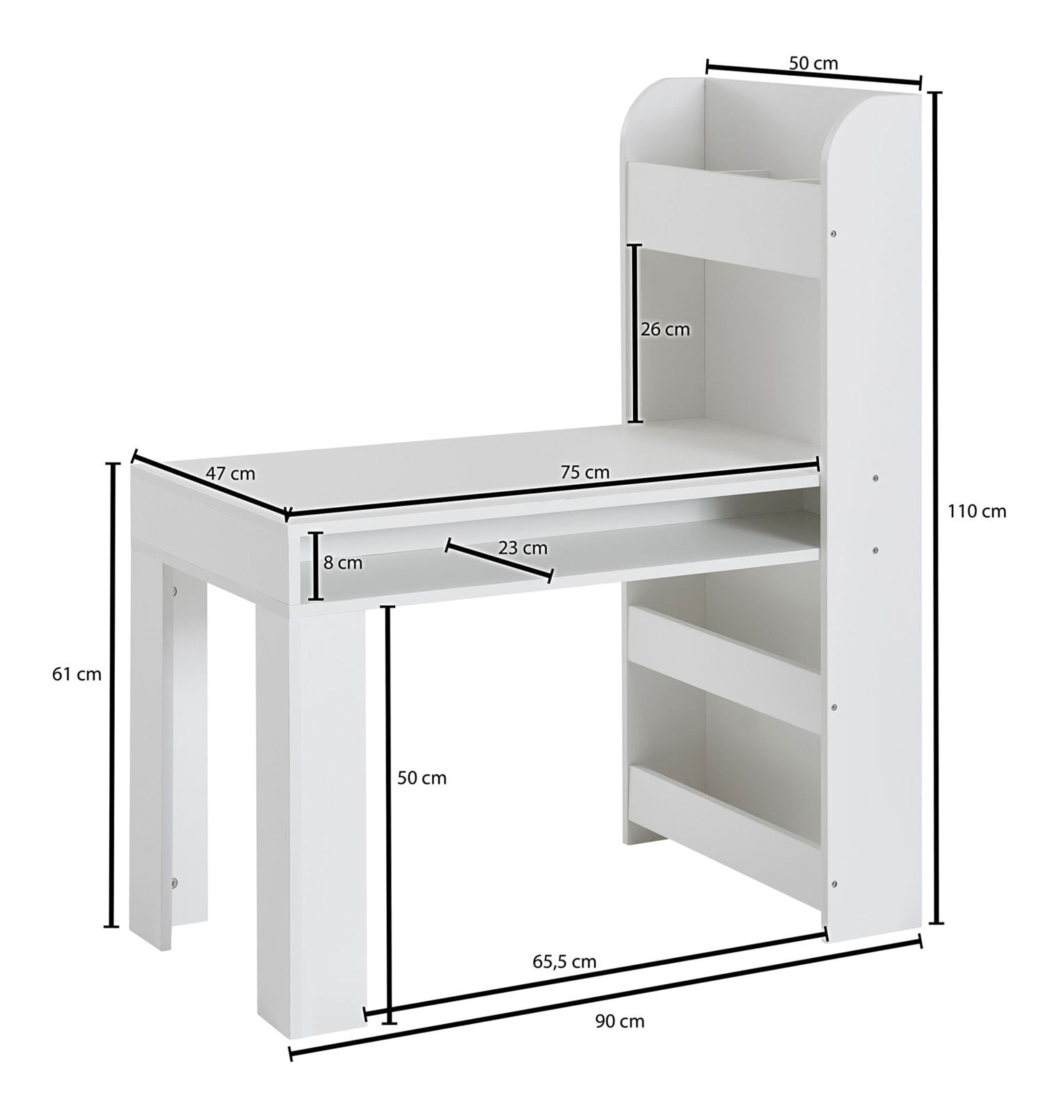Schreibtisch weiß 50 x 110 cm