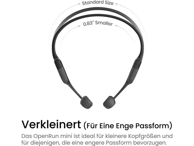 Shokz Bone Conduction Kopfhörer OpenRun Mini Schwarz Kompakte Knochenschall-Sport-Kopfhörer