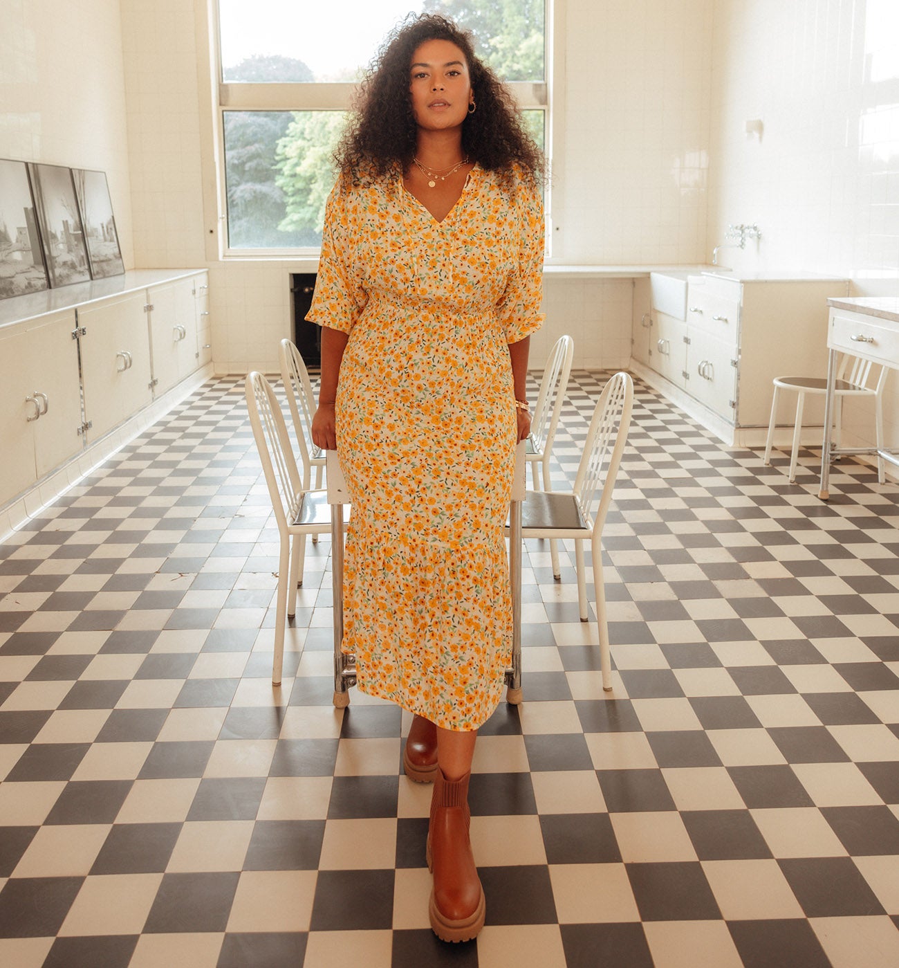 Robe longue imprimée Femme - Imprimé écru