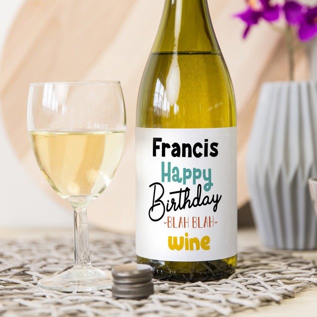 Duc de la Foret | Chardonnay | Happy Birthday met naam | 750 ml