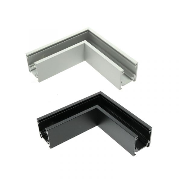 Ledme União L Horizontal para Calha Magnética Série 16mm Preto