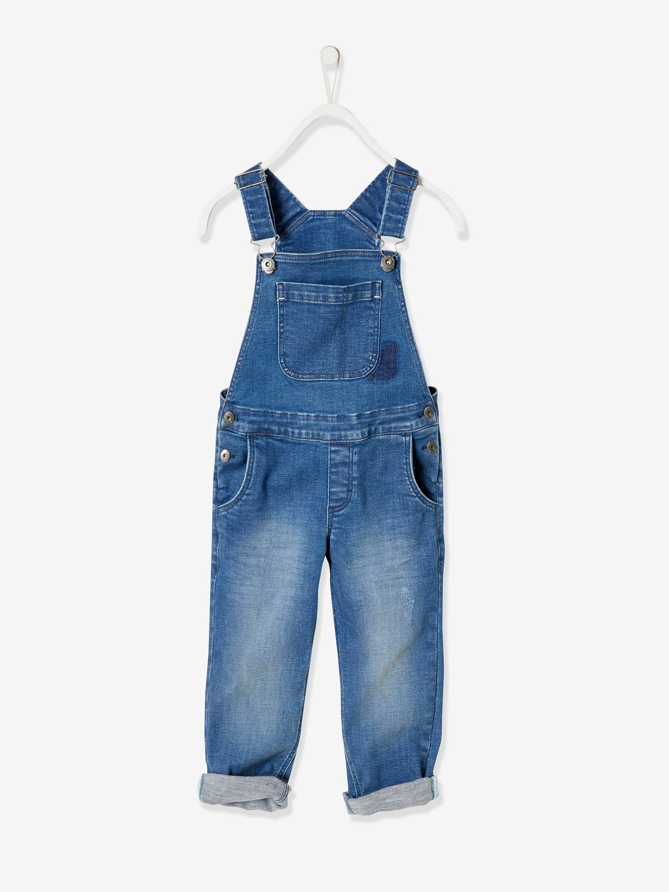 Macacão jeans azul escuro lavado para meninos