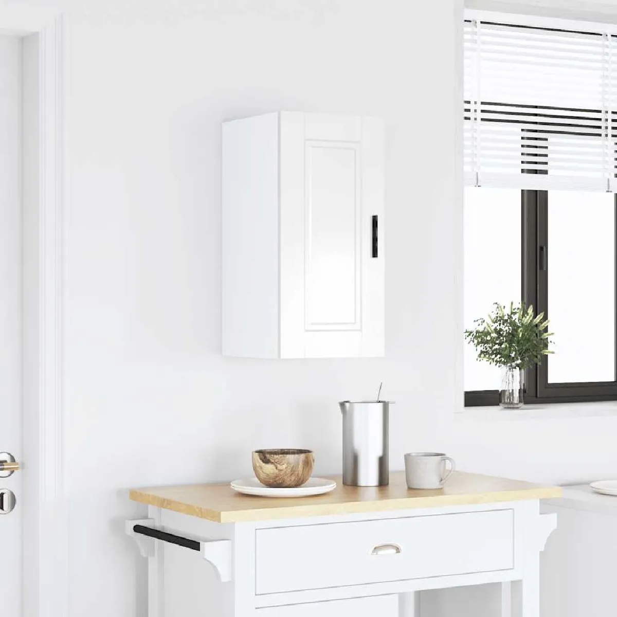 vidaXL Armoire Murale Cuisine Porto - Blanc Brillant