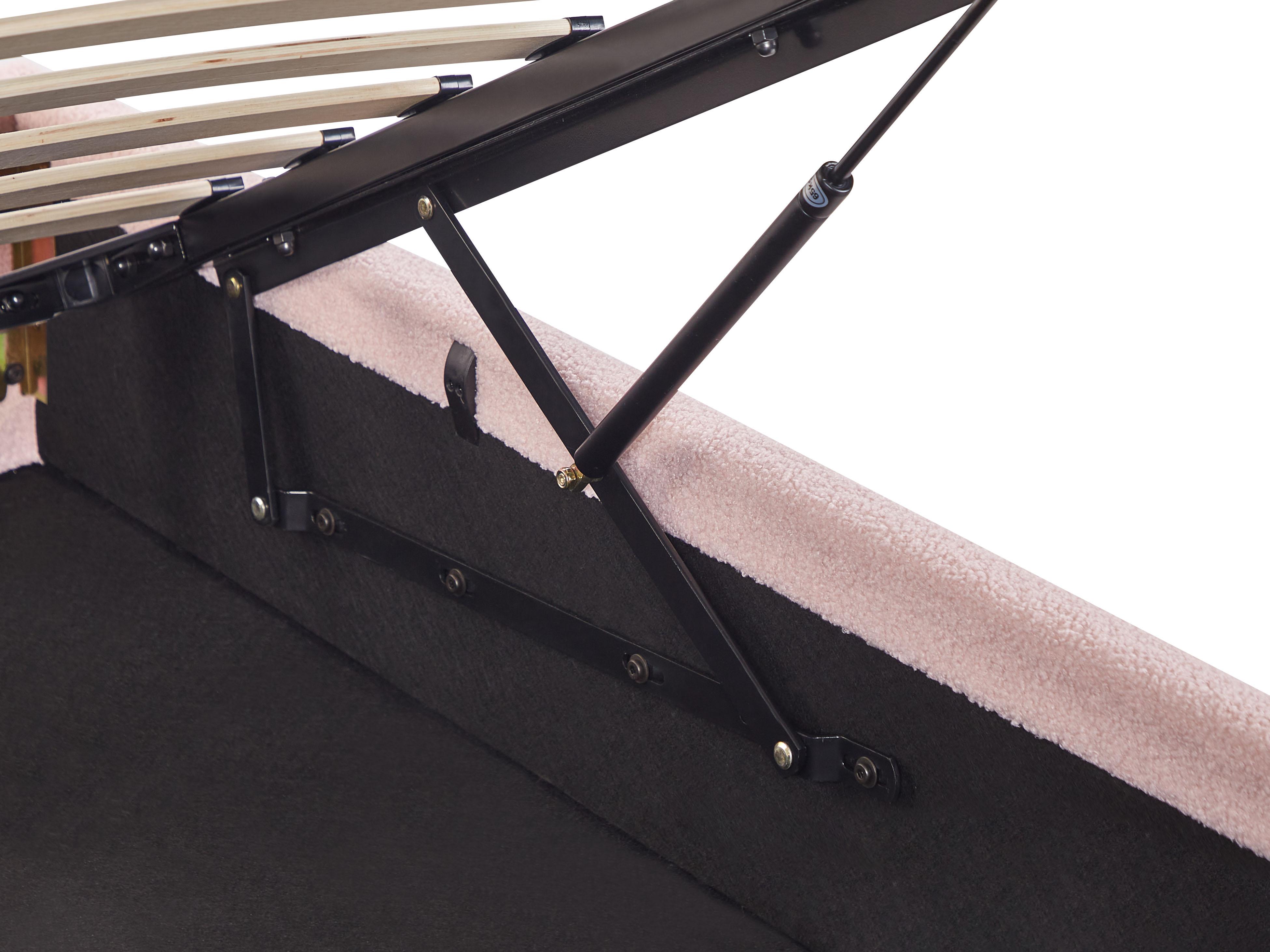 Opbergbed zonder hoofdbord Bouclé DINAN 90 x 200 cm Pastelroze