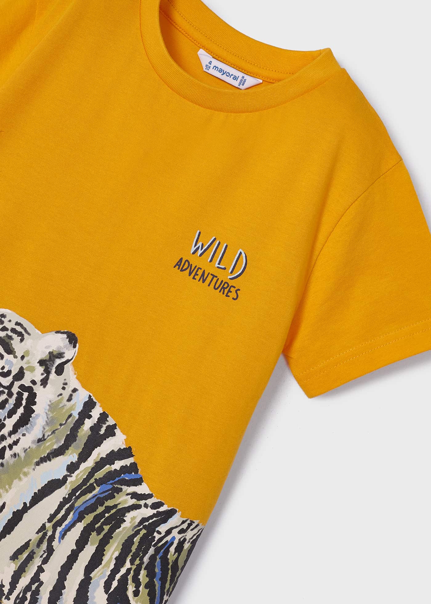 Camiseta infantil masculina em algodão sustentável com estampa.