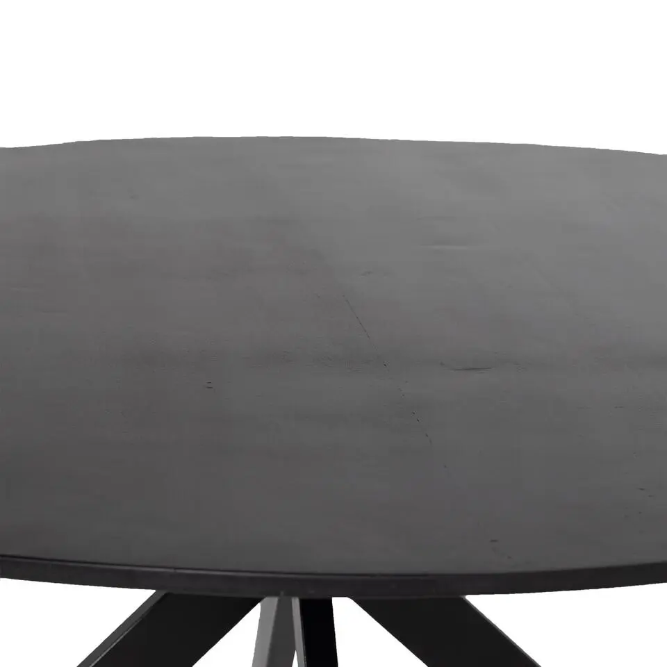 Eettafel Rond 130cm - Zwart Mangohout - Tafel Batti