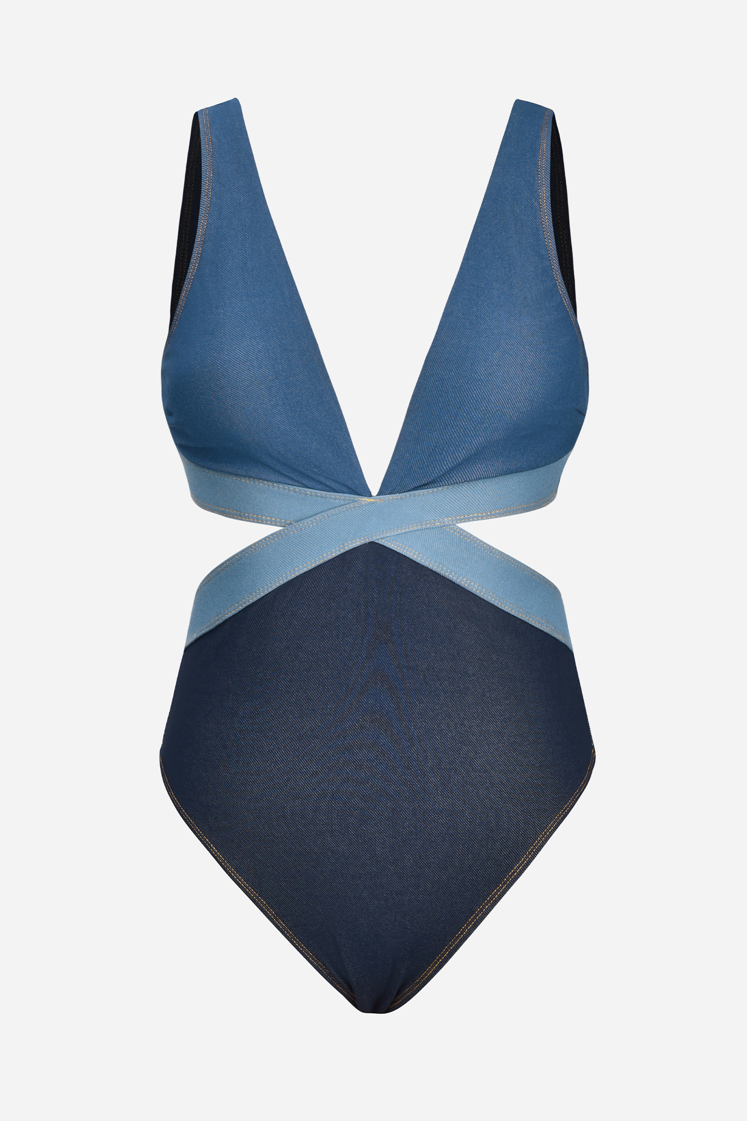 Maillot de bain une pièce découpé en denim