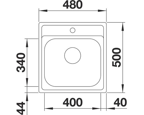 Blanco DANA 45 spoelbak, 480 x 500 mm, roestvrij staal, natuurlijke afwerking, 525322