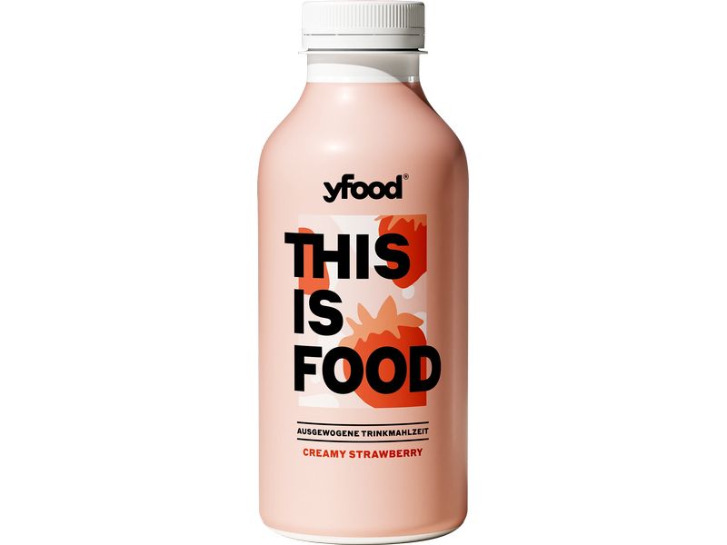 YFOOD Trinkmahlzeit Creamy Strawberry 500 ml Trinkmahlzeit mit Proteinen, Vitaminen & Mineralstoffen