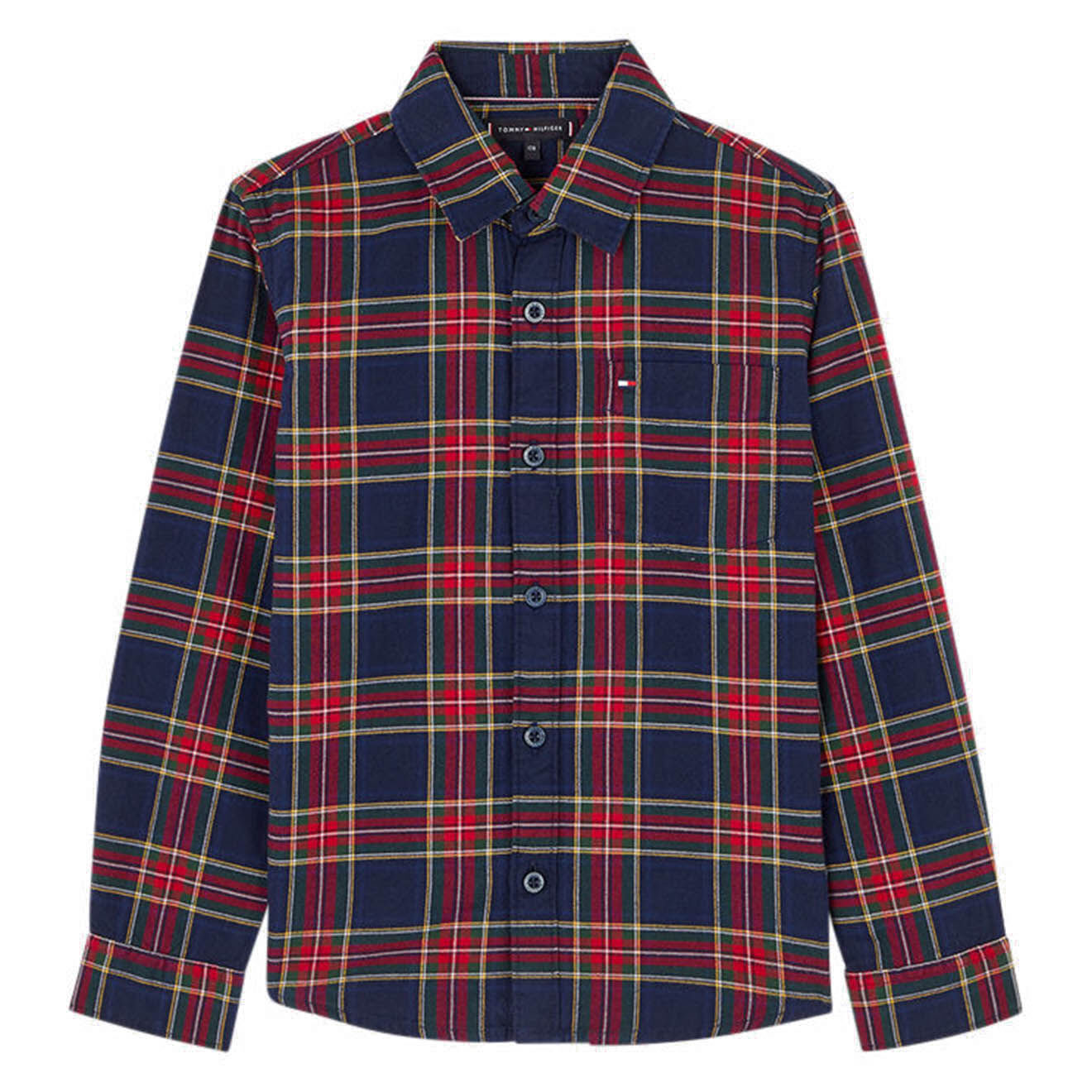 Tommy Hilfiger Chemise en Coton droite à carreaux écossais bleu/rouge
