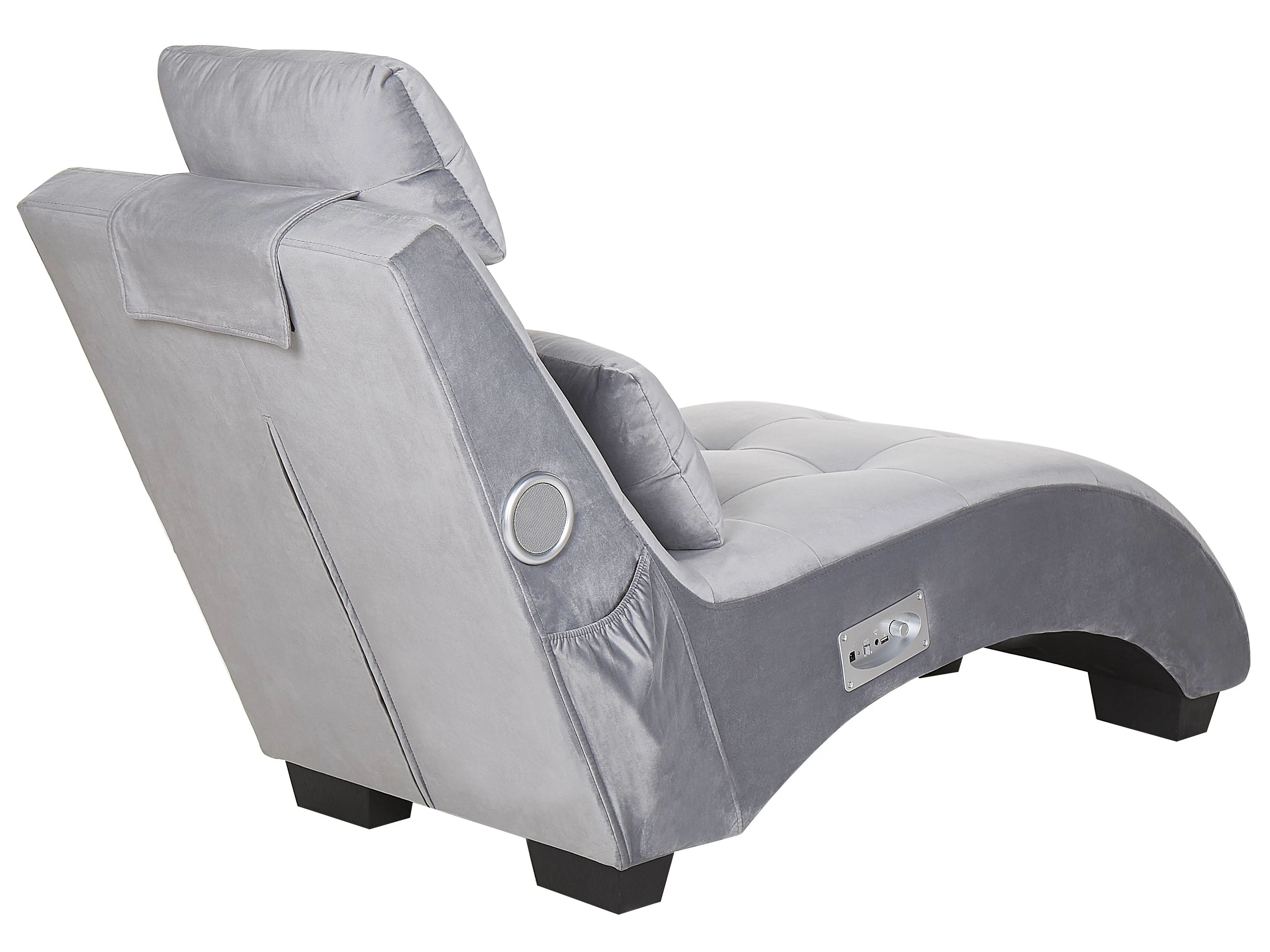Chaise longue SIMORRE Fluweel Grijs met ingebouwde Bluetooth speaker