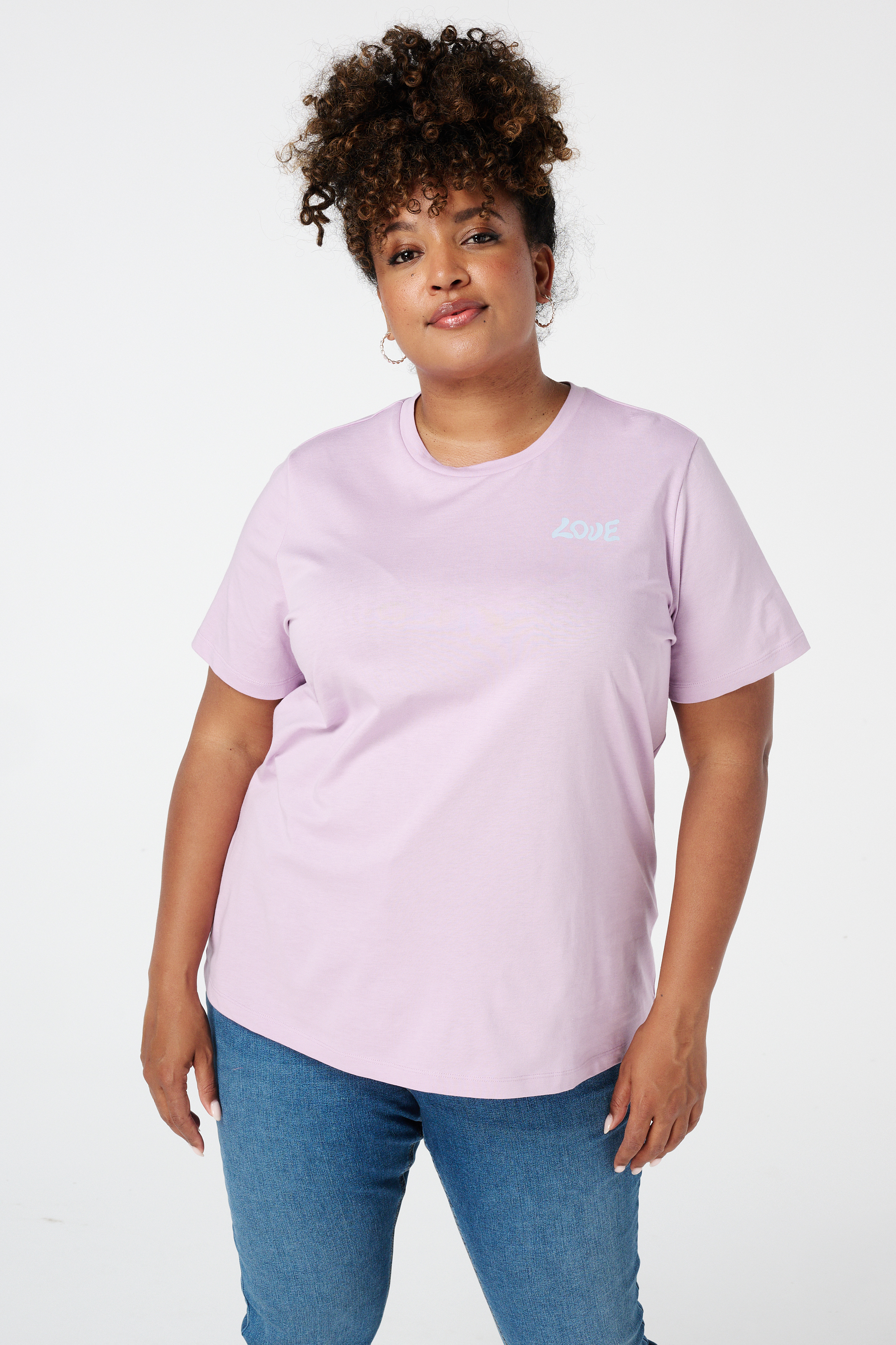 T-shirt met flowerprint Lila