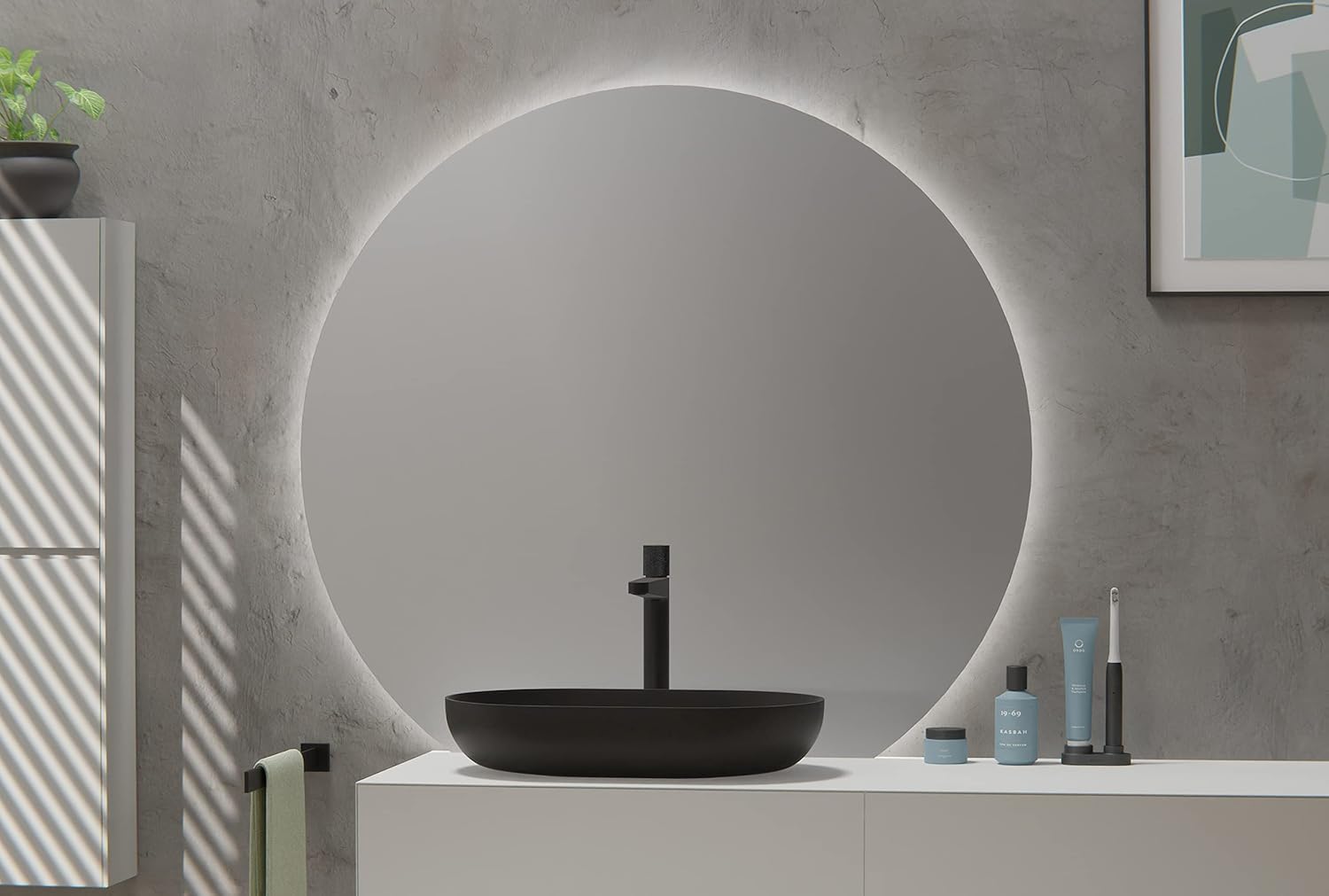 LED Lichtspiegel BOVA 2.0 rund inkl. Spiegelheizung - Größe wählbar, Spiegel rund (Durchmesser):Ø 110cm