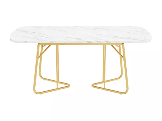 Table de salle à manger convient pour 4-6 personnes avec structure en marbre pieds de table en métal doré marbre