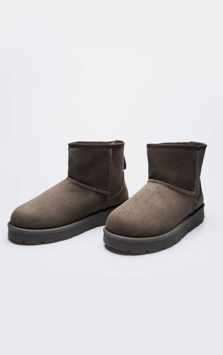 Vert Olive Bottines À Semelle Crantée En Synthétique