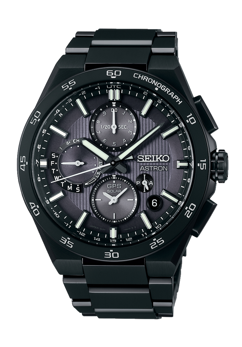 Seiko Astron GPS Solar Dual Time Chronograph Schwarz