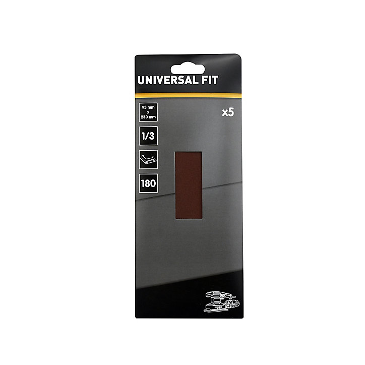 Abrasif pour ponceuse vibrante Universal 93 x 230 mm, Grain 180 - 5 pièces