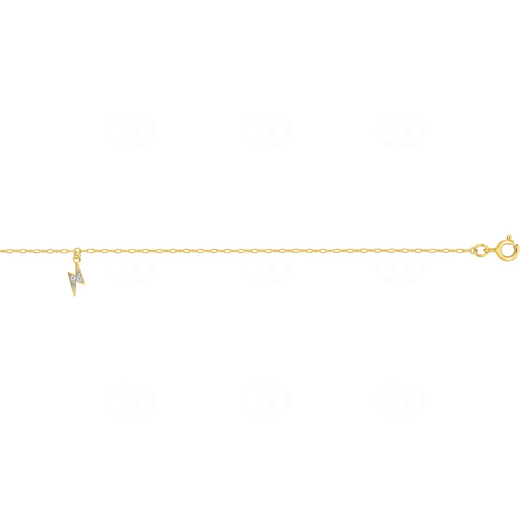 Fusskette 375/9 K Gelbgold mit Blitz Charm & Zirkonia
