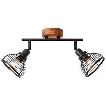 Brilliant opbouwspot Avia 2x E14 zwart/hout