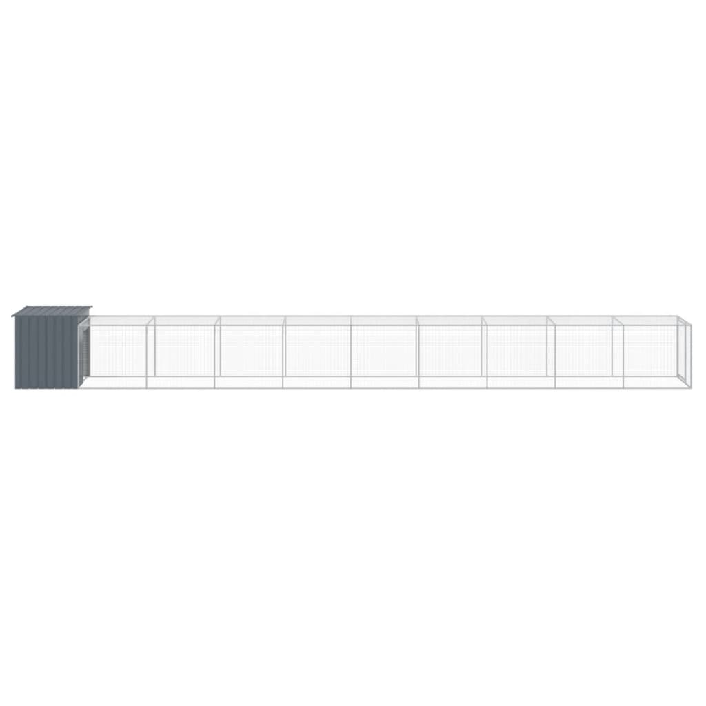 Galinheiro vidaXL com área externa, aço galvanizado, cinza, 110x1017x110 cm