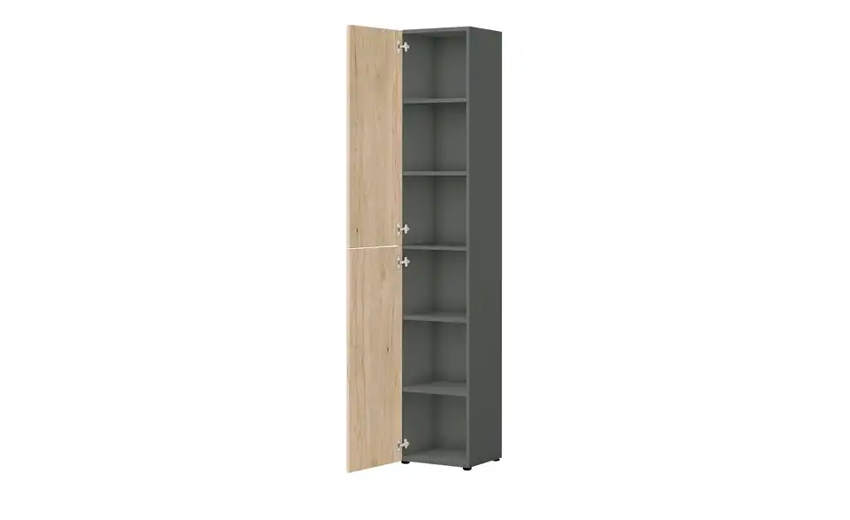 Aktenschrank Kasai 2 Türen Eiche (Nachbildung), Anthrazit