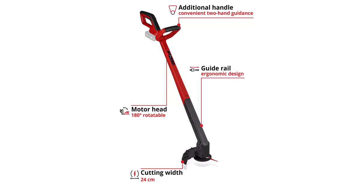 EINHELLAccu Grastrimmer GC-CT 18/2411 Li P-Solo  (Rood/zwart, Accu en oplader niet inbegrepen)