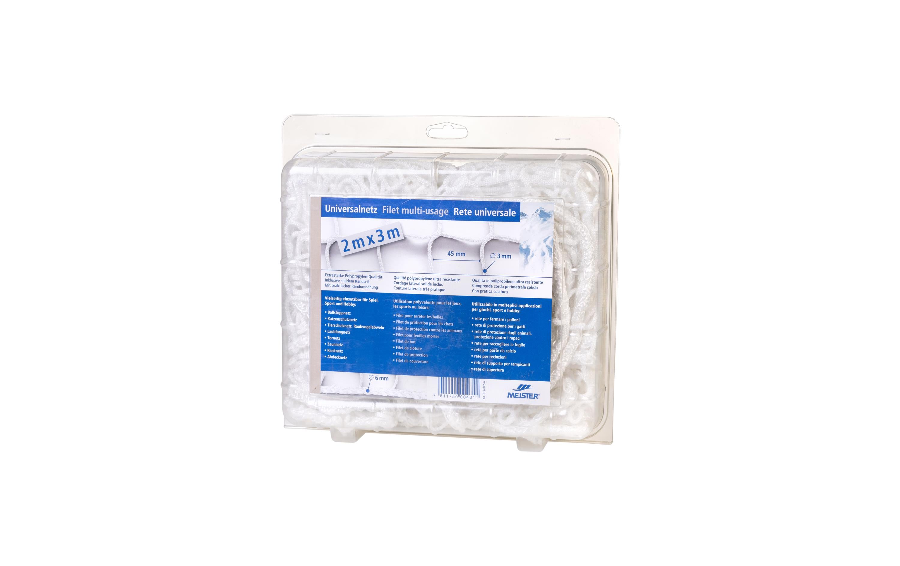 Universalnetz knotenlos, Ø 3 mm / 2 x 3 m, Weiss<br>Universell einsetzbares Netz
