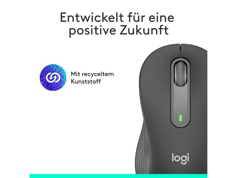 Logitech Maus Signature M650 L left Graphite Präzise Wireless-Maus mit «Logitech SilentTouch»-Technologie
