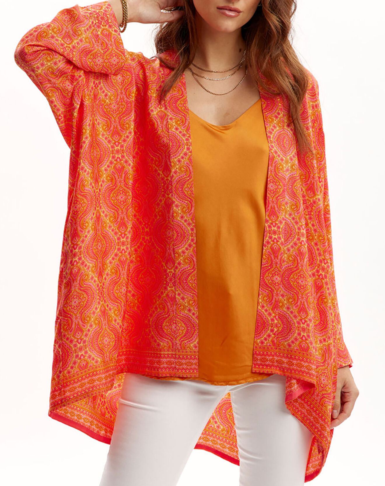 Lauren Vidal Kimono en Soie mélangée Sasha imprimé sunny
