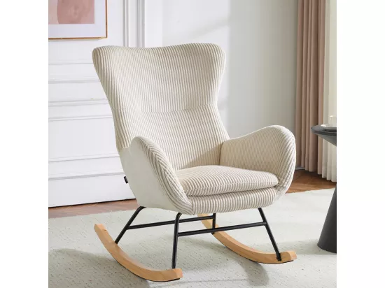 Rocking-chair en velours côtelé beige - Béa